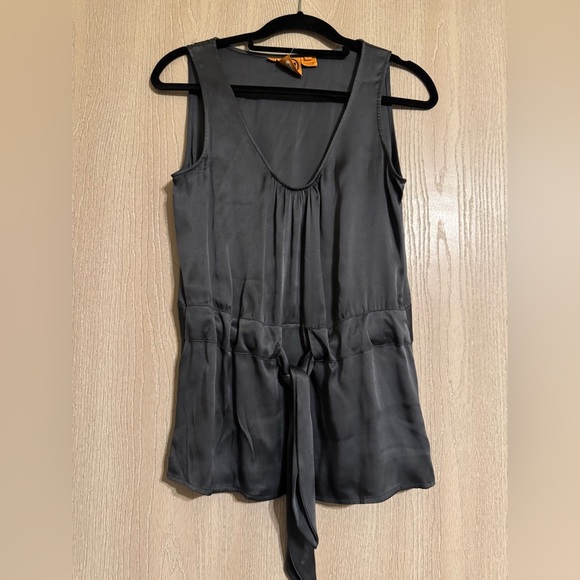 Tory Burch Gray Black Silk  Sleeveless Top - Picture 2 of 6